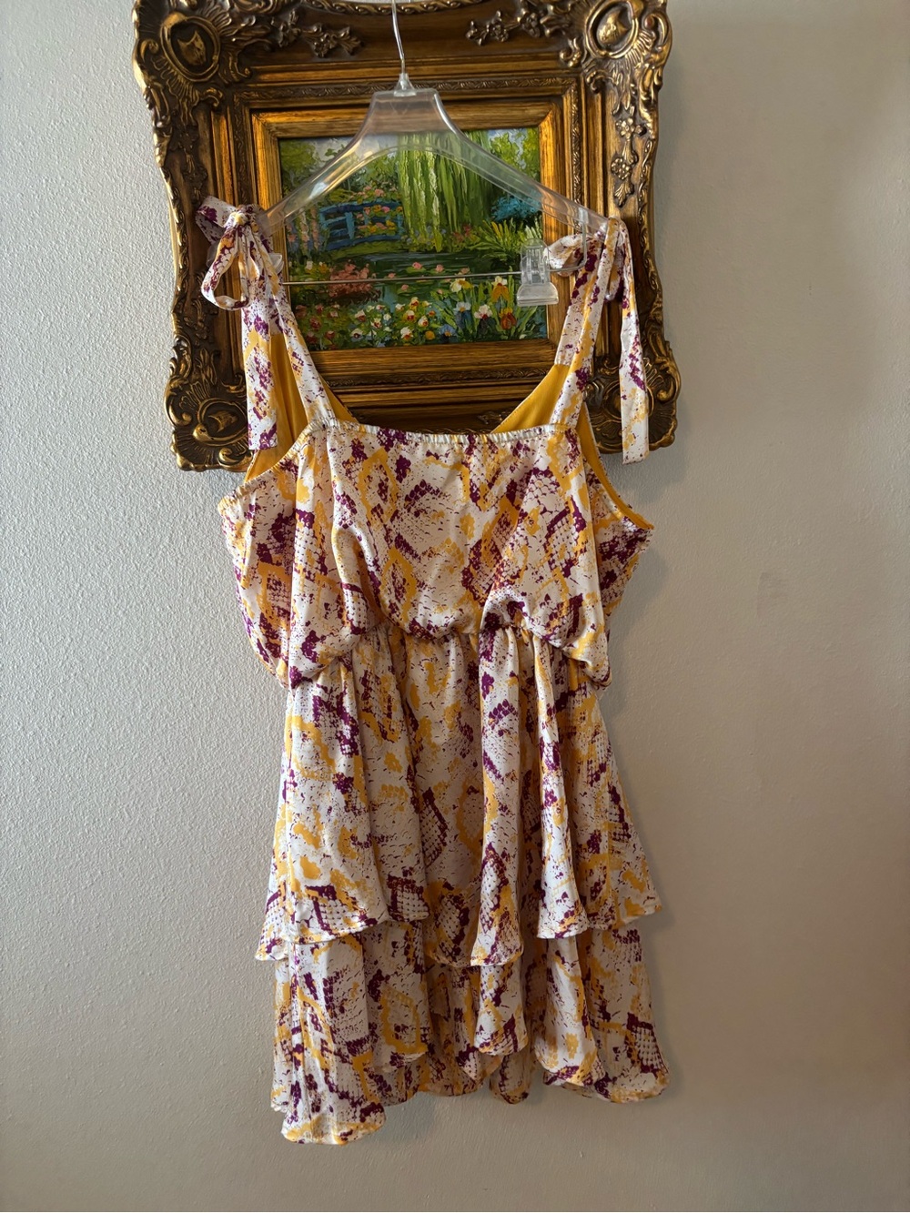 ADRIENNE LSU Purple & Gold Tie-Strap Tiered Romper - Picture 7 of 11